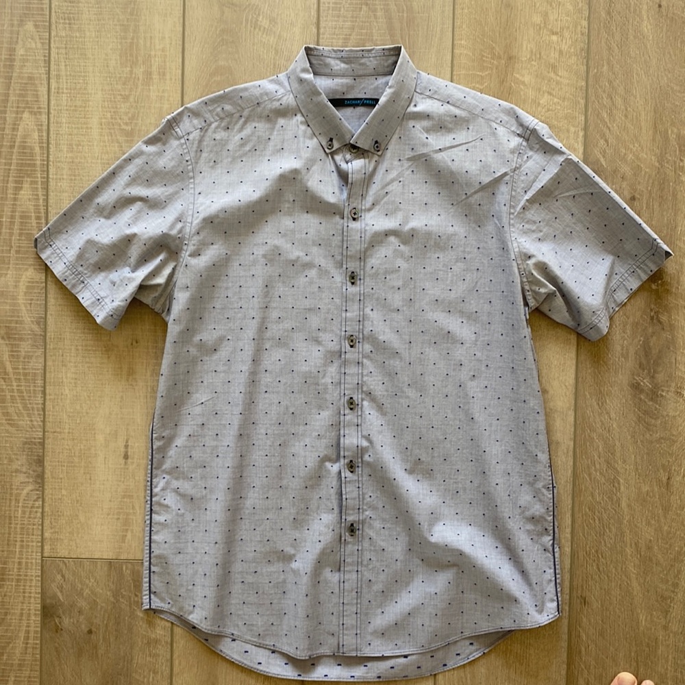 Zachary Prell Short Sleeve Button Down Shirt - Blue/ XL